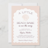 Invitation Beach Babe Seashell Girl Baby shower (Devant)