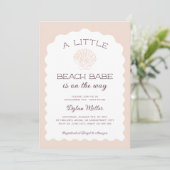 Invitation Beach Babe Seashell Girl Baby shower (Debout devant)