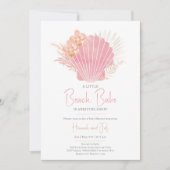 Invitation Beach Babe Shell Ocean Girl Baby shower (Devant)