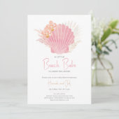 Invitation Beach Babe Shell Ocean Girl Baby shower (Debout devant)