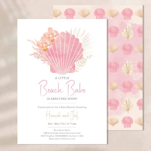Invitation Beach Babe Shell Ocean Girl Baby shower