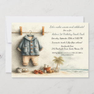 Invitation Beach Baby Bash - 1ère fête d'anniversaire