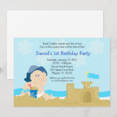 Invitation Beach Baby Sand Castle Boy Anniversaire fête 5x7 (Devant / Derrière)