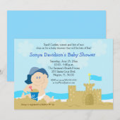 Invitation Beach Baby Sand Castle Boy Baby shower 5x7 (Devant / Derrière)