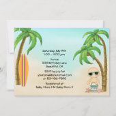 Invitation Beach Baby Sandcastle and Surfboard Baby shower (Dos)
