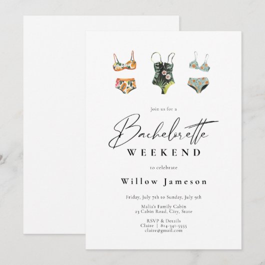 Invitation Beach Bachelorette (Devant / Derrière)