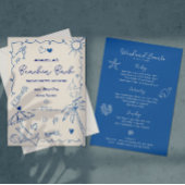 Invitation Beach Bachelorette | Bleu | Tiré à la main
