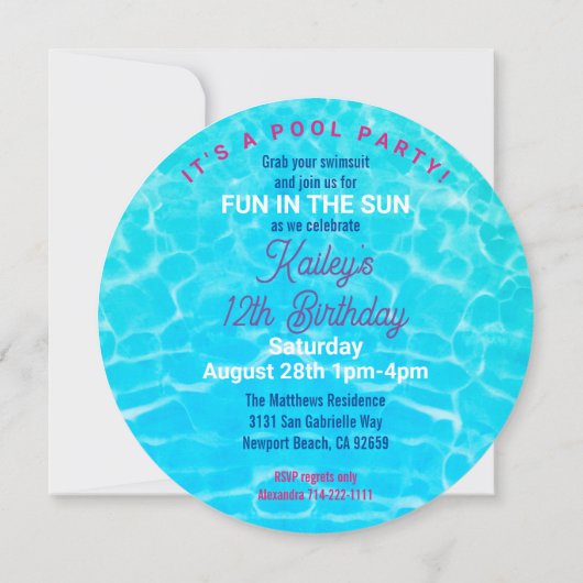 Invitation Beach Ball Pool Party Anniversaire (Dos)