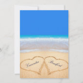 Invitation Beach Blue 2 Coeurs dans le Mariage de sable (Dos)