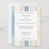 Invitation Beach Blue Ivory Cream Sand Stripes Wedding (Devant)