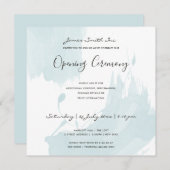 INVITATION BEACH BLUE WATERCOLOR BRUSHSTROKE CÉRÉMONIE D'OUVE (Devant / Derrière)