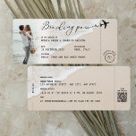 Invitation BEACH Boarding Pass Destination Wedding QR code<br><div class="desc">Introducing our unique and stylish wedding invitation designed to look like a boarding pass, perfect for couples who want to add a touch of fun and creativity to their beach-themed wedding. This invitation features a beautiful photo of a beach and a happy couple, giving your guests a glimpse of the...</div>