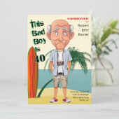 Invitation Beach Bum 40th Hommes Anniversaire Bad Boy Amuseme (Debout devant)