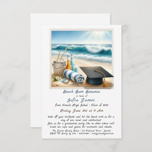Invitation Beach Bum Bonanza - Soleil, Sable & Célébration! (Devant / Derrière)
