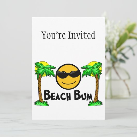 Invitation Beach Bum Sunshine & Palm Trees (Debout devant)