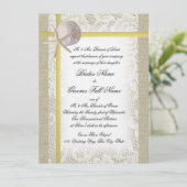 Invitation Beach Burlap et dentelle Mariage jaune (Debout devant)