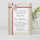 Invitation Beach Burlap et Lace Fuchsia Mariage (Debout devant)