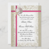 Invitation Beach Burlap et Lace Fuchsia Mariage (Devant)
