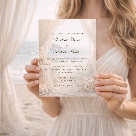Invitation Beach coastal elegant wedding