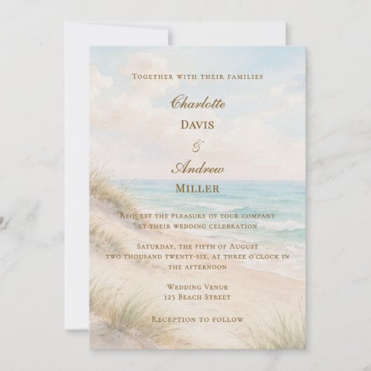 Invitation Beach coastal luxury wedding (Devant)