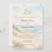 Invitation Beach coastal monogrammed wedding (Devant)