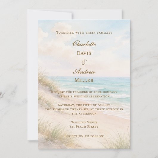 Invitation Beach coastal wedding (Devant)