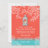 Invitation Beach Coral Reef & Rustic Lanterne Mariage (Devant)