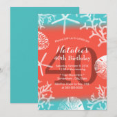 Invitation Beach Coral Reef Starfish Fabuleux 40 Anniversaire (Devant / Derrière)
