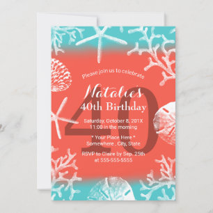 Invitation Beach Coral Reef Starfish Fabuleux 40 Anniversaire