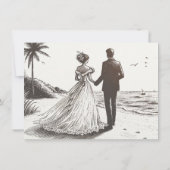 Invitation Beach Couple Enregistrer la date (Dos)