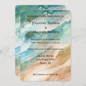 Invitation Beach Cream Aqua Ocean Mariage (Devant / Derrière)