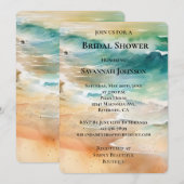 Invitation Beach Cream Turquoise Aqua Fête des mariées Océani (Devant / Derrière)
