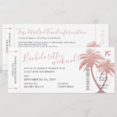 Invitation Beach Destination Bachelorette Party Passe d'embar (Devant / Derrière)