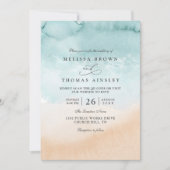 Invitation Beach Destination Elegant Modern QR Code Wedding (Devant)