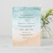 Invitation Beach Destination Elegant Modern QR Code Wedding (Debout devant)