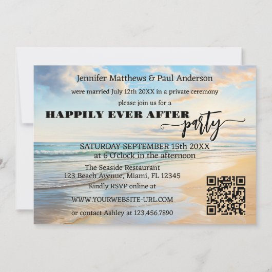 Invitation Beach Elopement Heureusement Jamais Après Photo Ma (Dos)