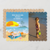 Invitation Beach girl été anniversaire (Devant / Derrière)