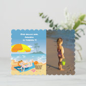 Invitation Beach girl été anniversaire (Debout devant)