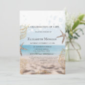 Invitation Beach Gold Seashells Fête De La Vie (Debout devant)