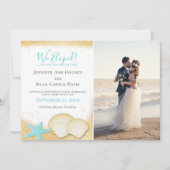 Invitation Beach Gold Sparkle We Elopé avec Mariage photo (Devant)