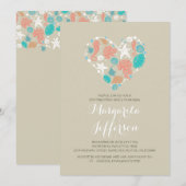 Invitation Beach Heart Nautical Coastal fête d'anniversaire (Devant / Derrière)