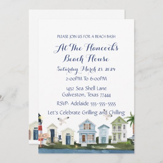 Invitation Beach House Party (Devant / Derrière)