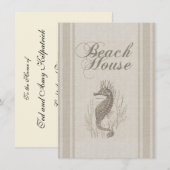Invitation Beach House Seahorse Seashore (Devant / Derrière)