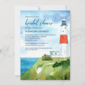 Invitation Beach Lighthouse Fête des mariées à thème nautique (Devant)