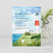 Invitation Beach Lighthouse Fête des mariées à thème nautique (Debout devant)