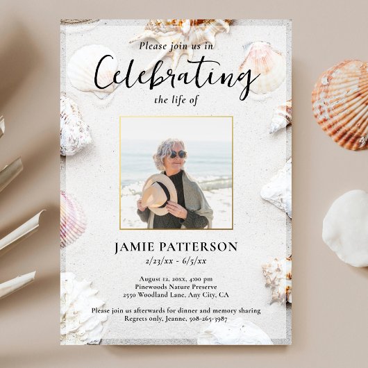 Invitation Beach Lover Celebration of Life Photo, Funeral