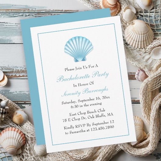 Invitation Beach Nautique Blue Shell Bachelorette