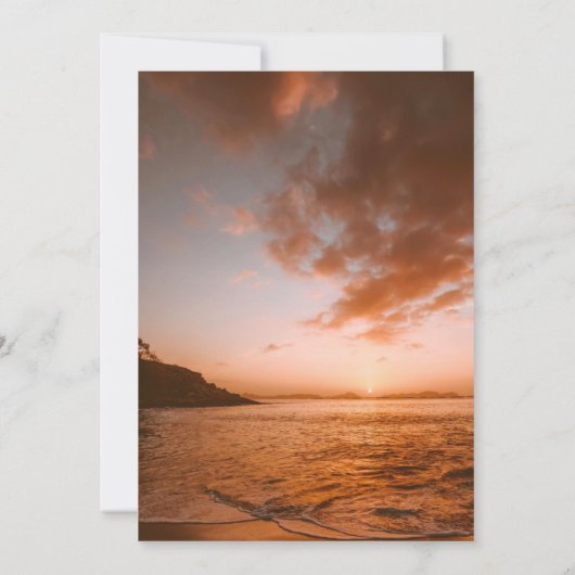 Invitation Beach Night Sunset dans l'Horizon Mariage (Dos)