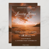 Invitation Beach Night Sunset dans l'Horizon Mariage (Devant / Derrière)