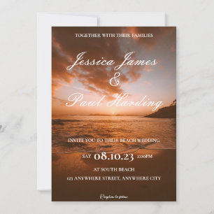 Invitation Beach Night Sunset dans l'Horizon Mariage